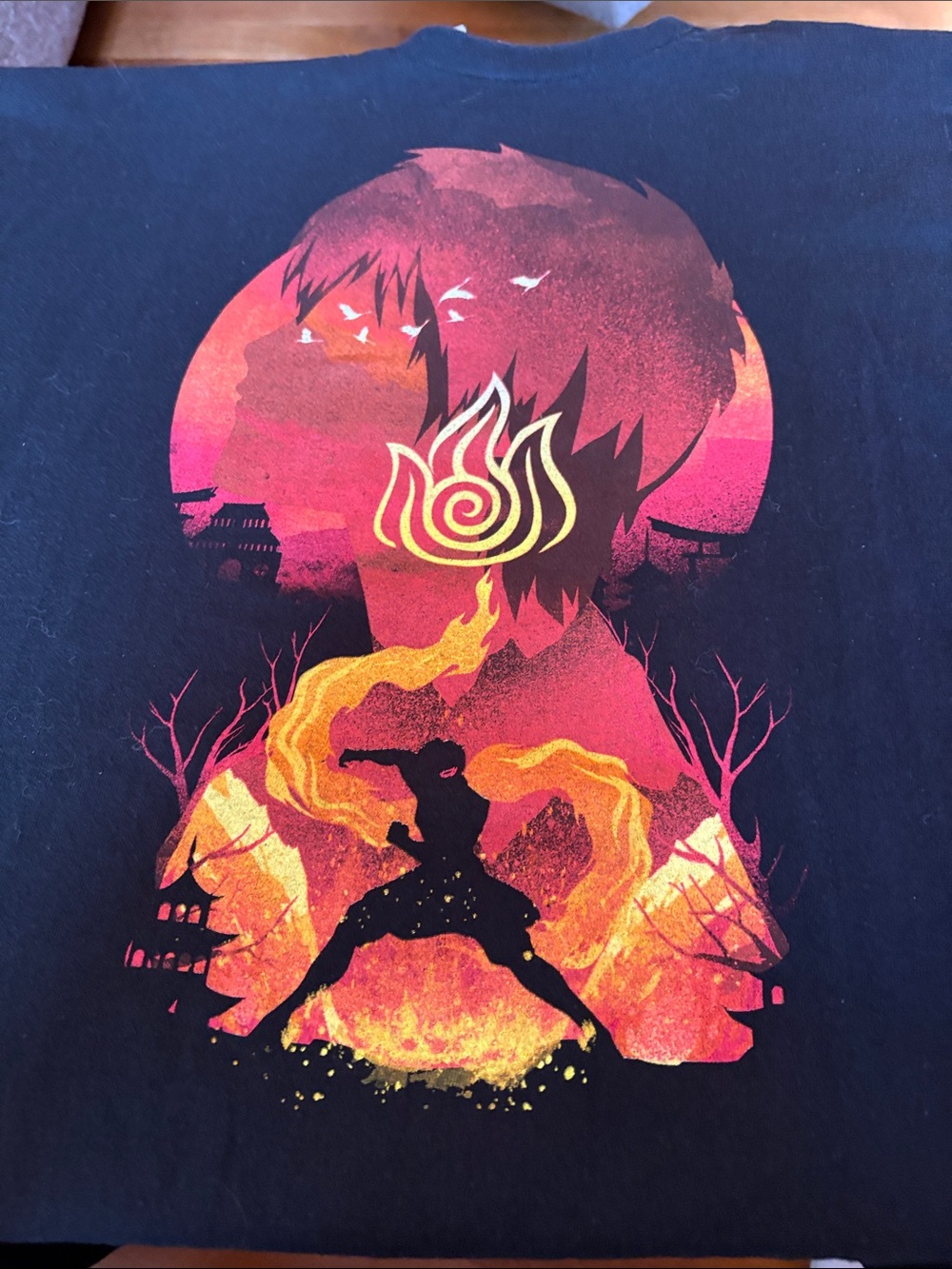 Stylized Fire Avatar Silhouette Art Print - Black T-Shirt